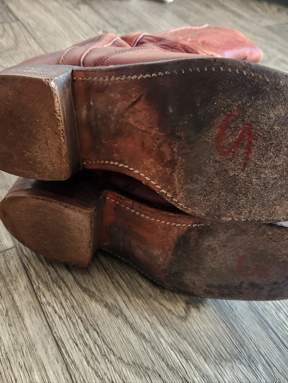 Vintage Frye Campus Cognac Brown Distressed Leather Boots Size 11D